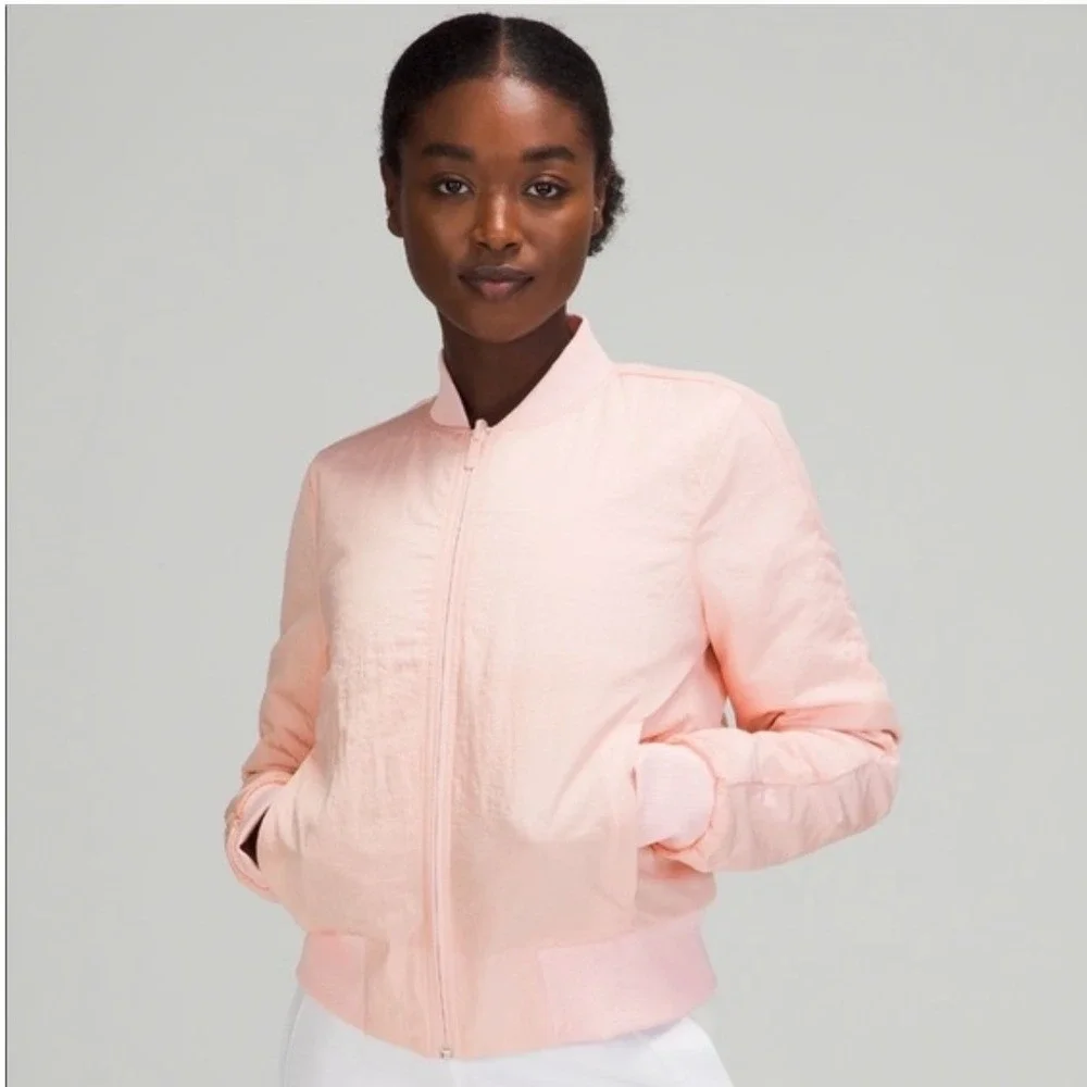 Lululemon Pink Non-stop Reversible Bomber Jacket Size 10‎